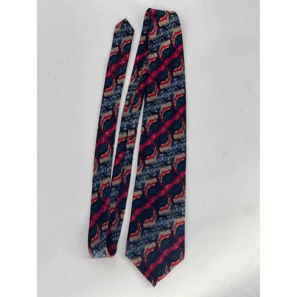 J. Garcia Mens Silk Tie Collection Four Van Gogh's Tree Abstract Red Blue Grey